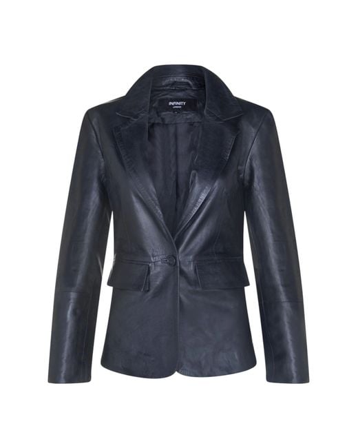 Infinity Leather Black Italian Blazer Jacket-Eclipse Lamb Leather