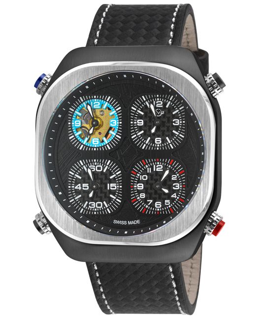 Gv2 Gray Quattro Zone, Ipbk Case, Dial, 4 Time Sub W/ Stitching Handmade Italian Leather Strap for men