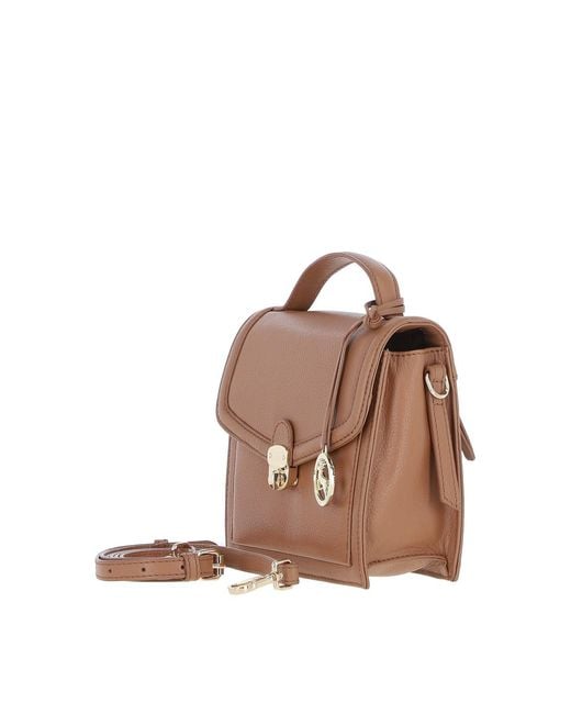 Ashwood Leather Brown Compact Handbag With Detachable Crossbody Strap