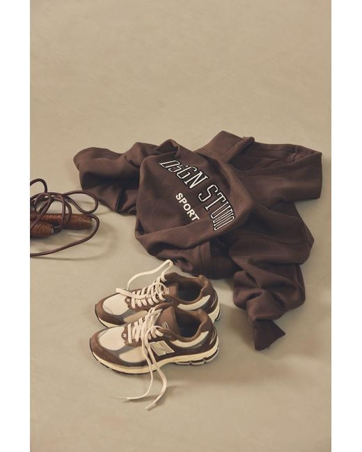 DSGN Studio Brown Collegiate Applique Oversized Hoodie