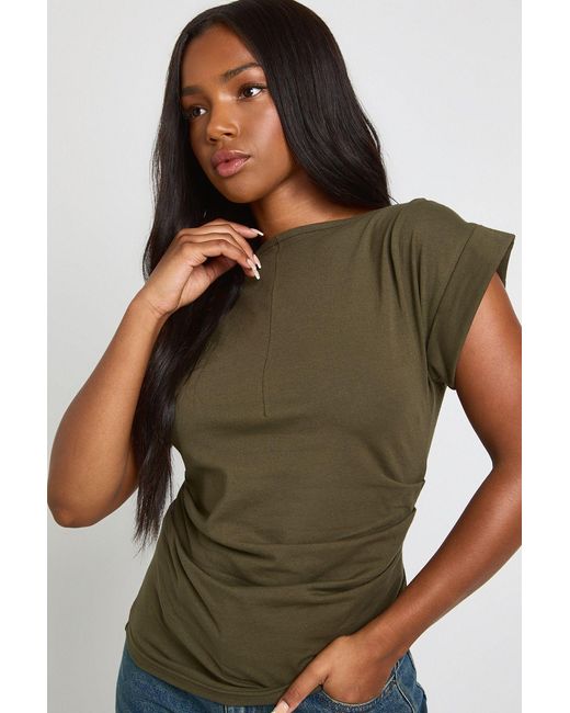 Boohoo Green Jersey Cinched Waist Short Sleeve T-Shirt