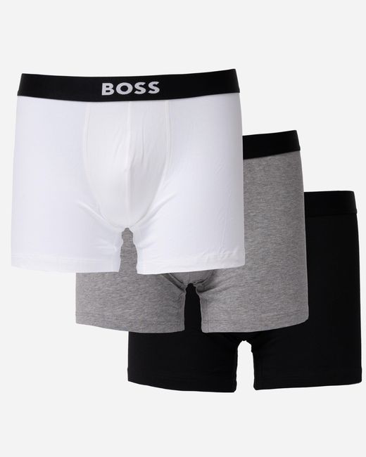 Boss White 3-Pack Stretch Cotton Boxer Briefs for men