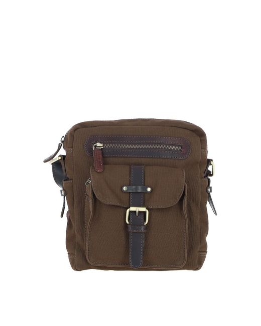 Fenland Sheepskin Brown Exquisite Real Leather X Canvas Body Bag for men