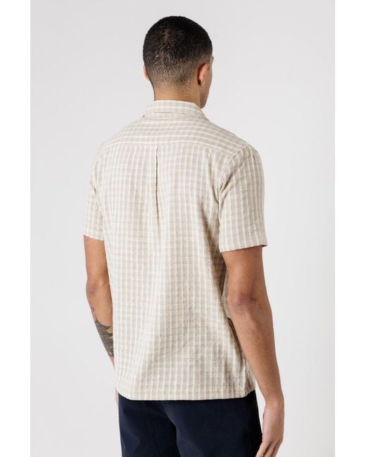Kensington Eastside Natural Cotton Button-Up Shirt With Check Print for men