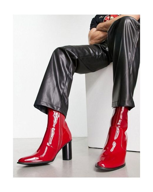ASOS Red Heeled Boots for men