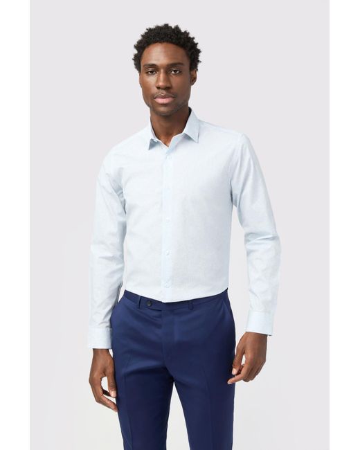 Limehaus White Slim Fit Leaf Print Shirt for men