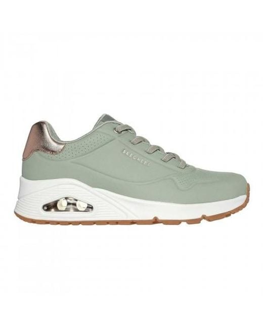 Skechers Green Ladies Uno Stand On Air Wedge Trainers (Sage)