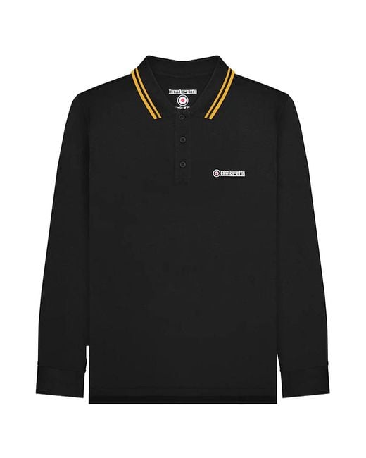 Lambretta Black Tipped Long-Sleeved Polo Shirt Cotton for men