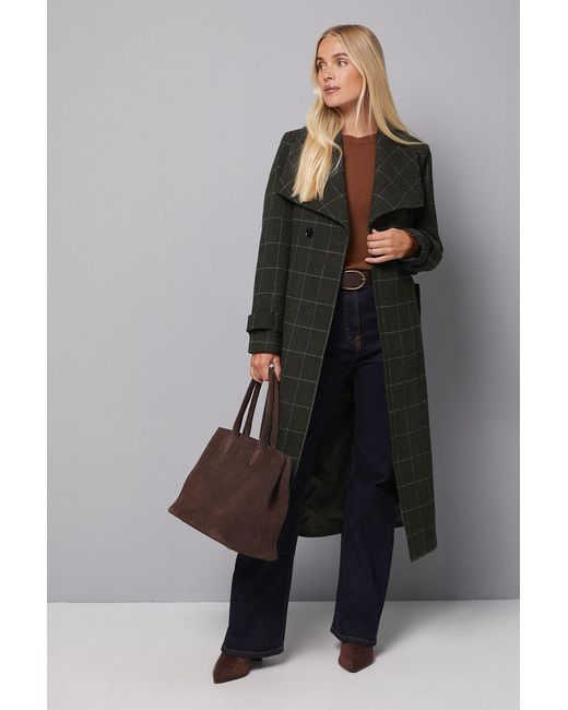 Wallis Black Petite Oversized Collar Maxi Coat