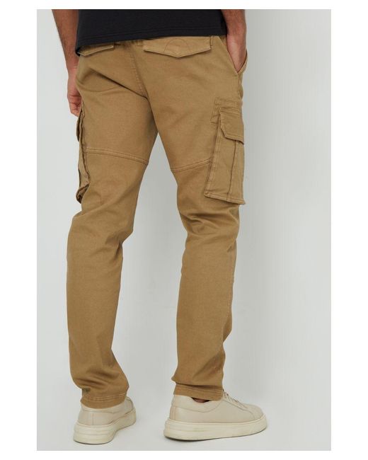 Threadbare Natural Cotton Cargo Pocket Trousers With Stretch for men