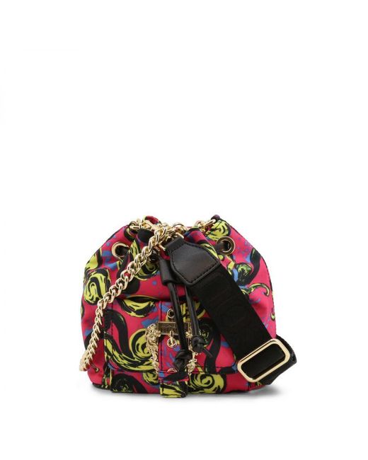 Versace Red Fabric Drawstring Handbag With Removable Shoulder Strap