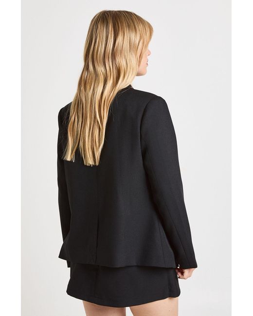 Boohoo Black Petite Trim Single Breasted Blazer