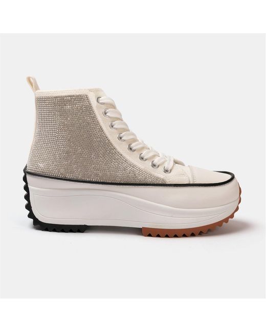 Firetrap Natural Platform Hi Top Ladies Trainers