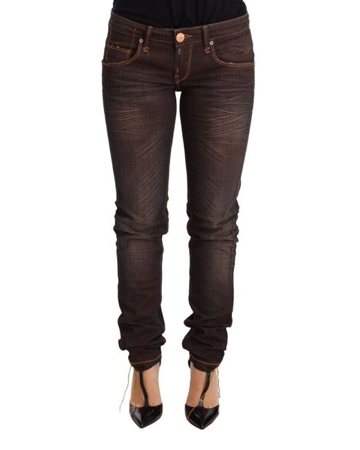 Acht Black Washed Cotton Slim Fit Blue Low Waist Trouser Jeans