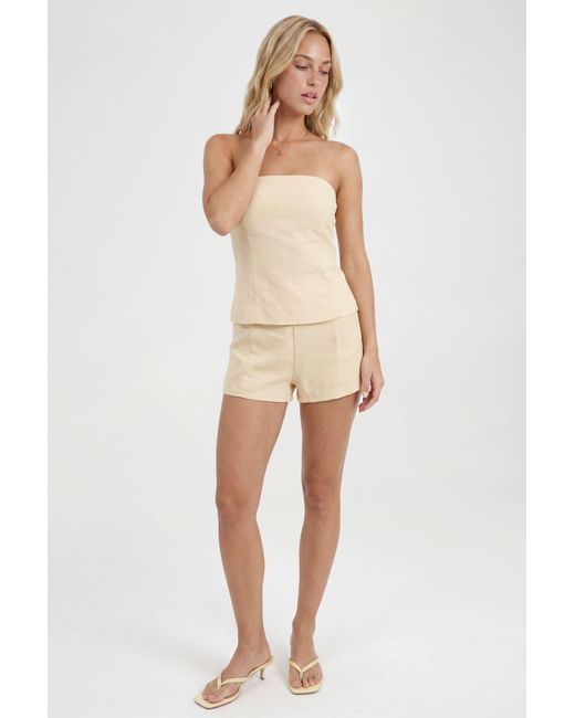 Boohoo Natural Linen Look Structured Bandeau Top