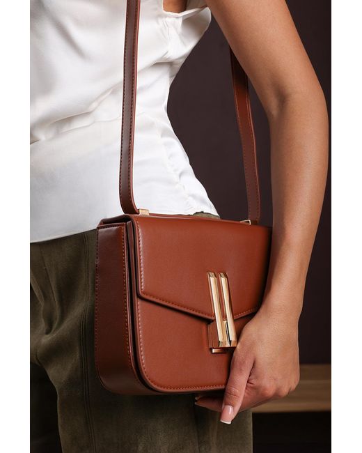 Where's That From Brown 'Delrio' Clasp Cross Body Tofu Bag