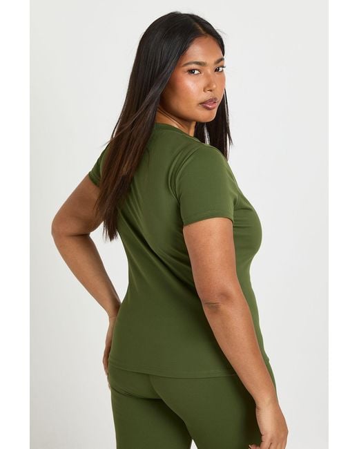 Boohoo Green Plus Supersoft Peached Sculpt Top