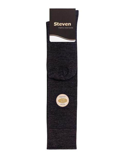 Steve Madden Black Knee High Merino Wool Socks for men