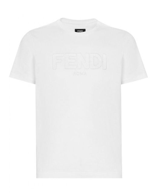 Fendi T-shirt Met Zigzaglogo In Wit in het White voor heren