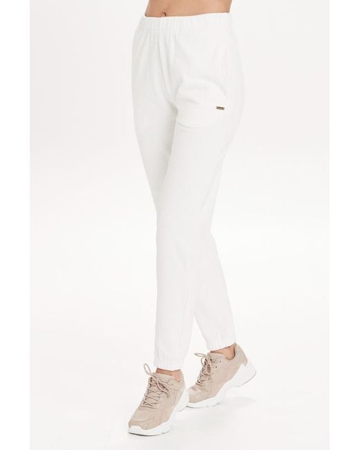 Sosandar White Marley Ivory Super Soft Rib Slim Fit Joggers