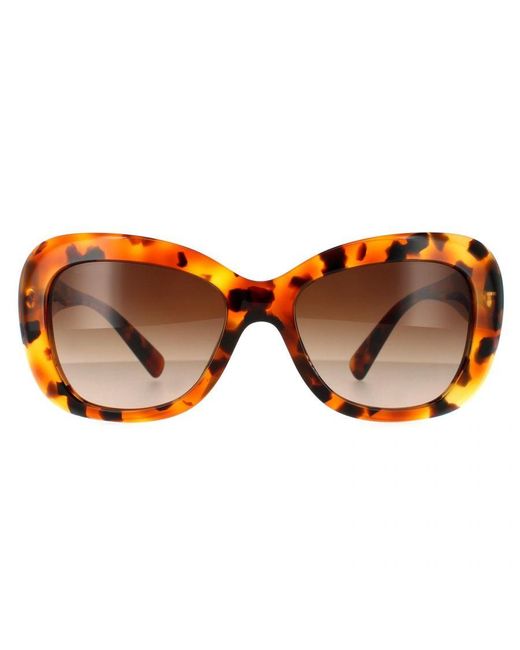 Versace Brown Rectangle Light Havana Gradient Sunglasses