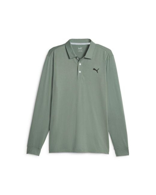 PUMA Green Cloudspun Long Sleeve Golf Polo Shirt for men