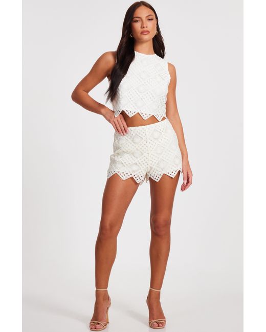 Quiz Natural Crochet Shorts
