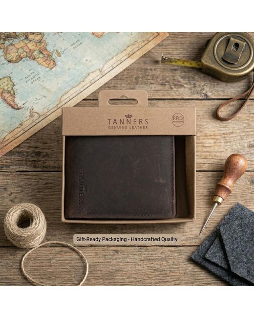 Woodland Leathers Brown Genuine Leather Rfid Wallet With Coin Pocket And Id Window, Vintage for men