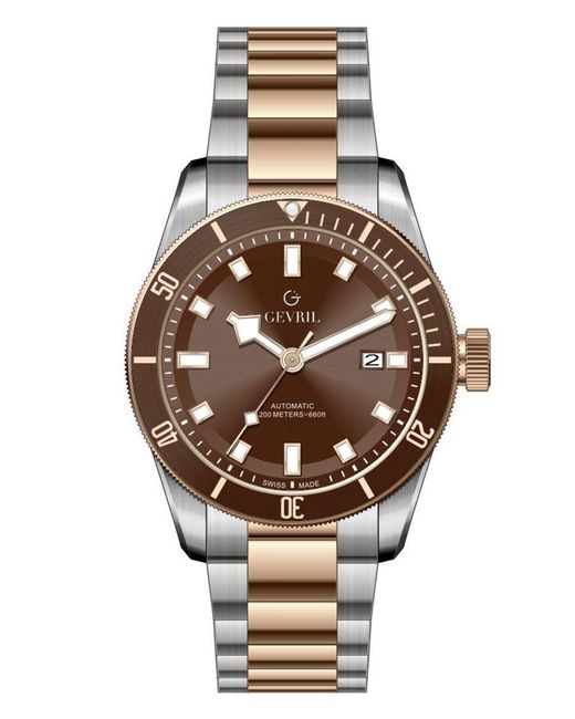 Gevril Metallic Yorkville Swiss Automatic Sellita Sw200 Dial Two Tone Watch for men