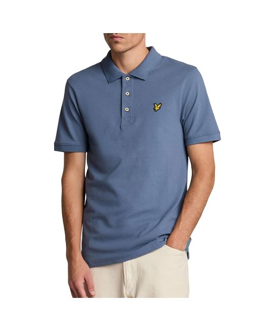 Lyle & Scott Blue Polo Shirt Short Sleeve Summer Golf Tee Cotton Jersey Sports for men