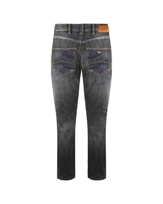Emporio Armani Gray J06 Slim Fit Distressed Jeans for men