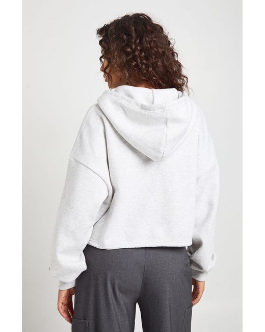 Boohoo White Adjustable Waist Zip Through Hoodie