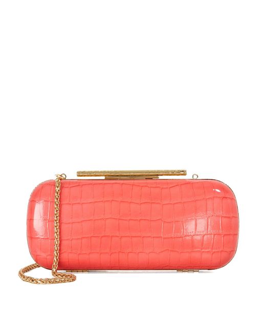 Dune Pink Body Structured Chain Strap Clutch Bag
