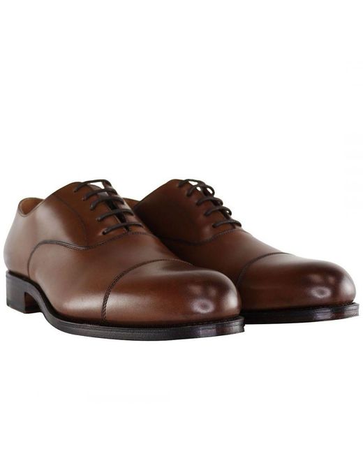 Hackett Brown Plain Top Shoes Patent Leather for men