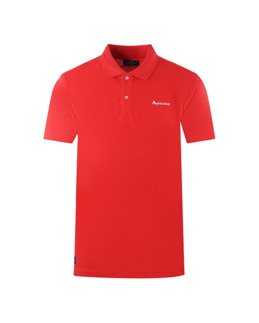 Aquascutum Red Brand Logo Plain Polo Shirt for men