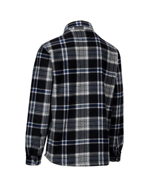 Trespass Black Checkley Checked Microfleece Shirt for men