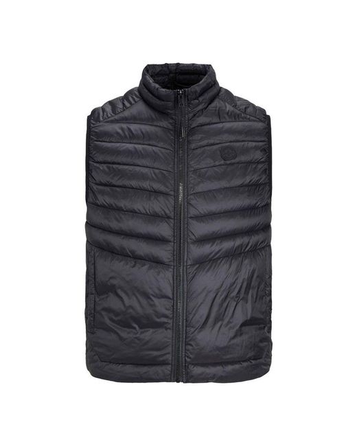 Jack & Jones Blue Sleeveless Gilet – Zipper Closure And High Neck for men