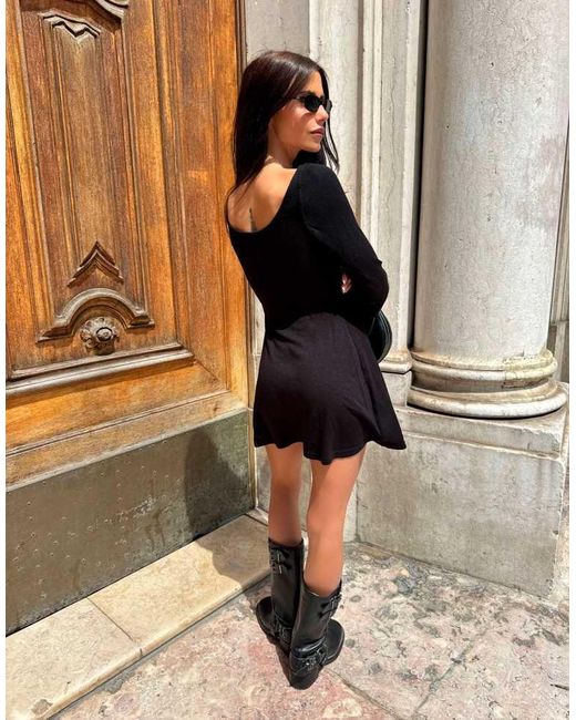 Labelrail Black X Barbara Ines Relaxed Knit Fluted Sleeve Mini Dress