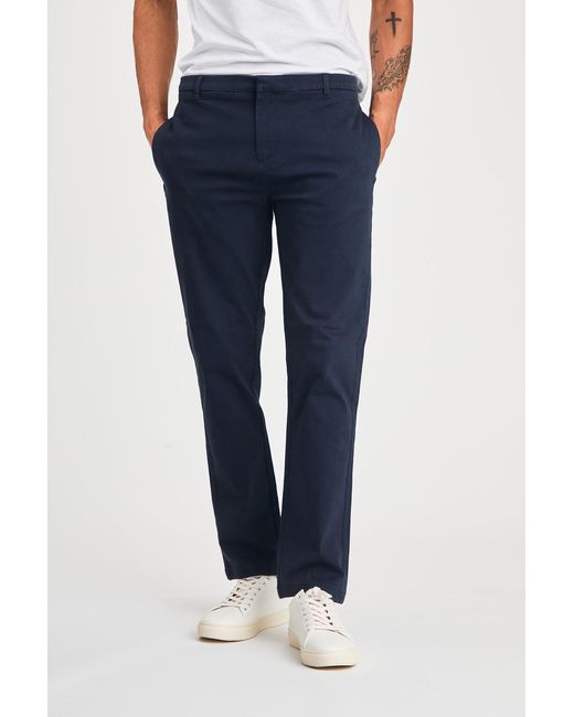 Nines Blue Cotton Straight Leg Trouser for men