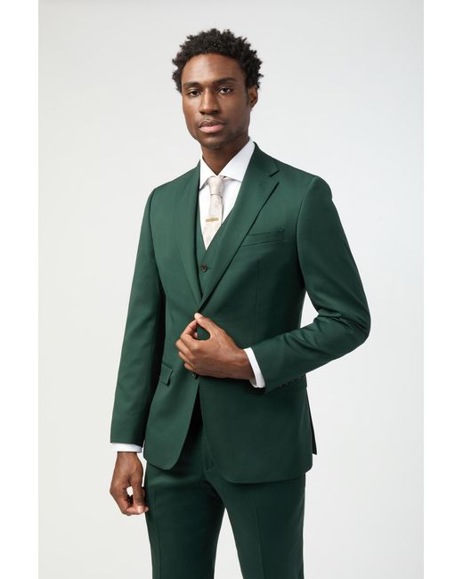 Alexandre Silver Label Green Tailored Fit Italian Super 100''s Bottle Twill Jacket Wool for men