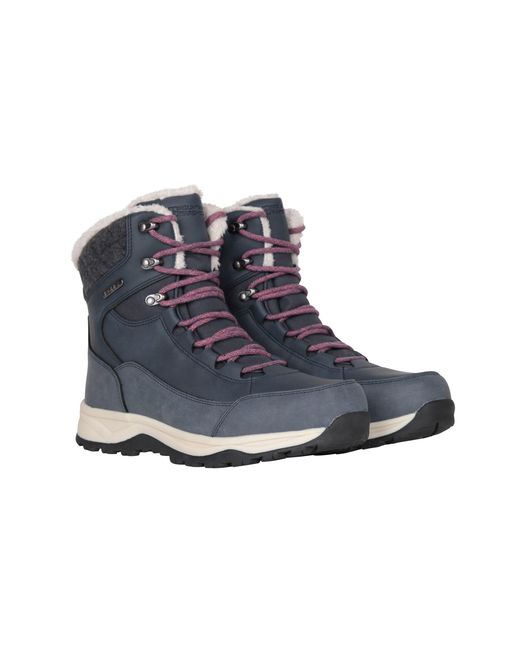 Mountain Warehouse Blue 'Tundra' Snow Boots Sherpa Fleece Lined Waterproof Winter Shoes for men