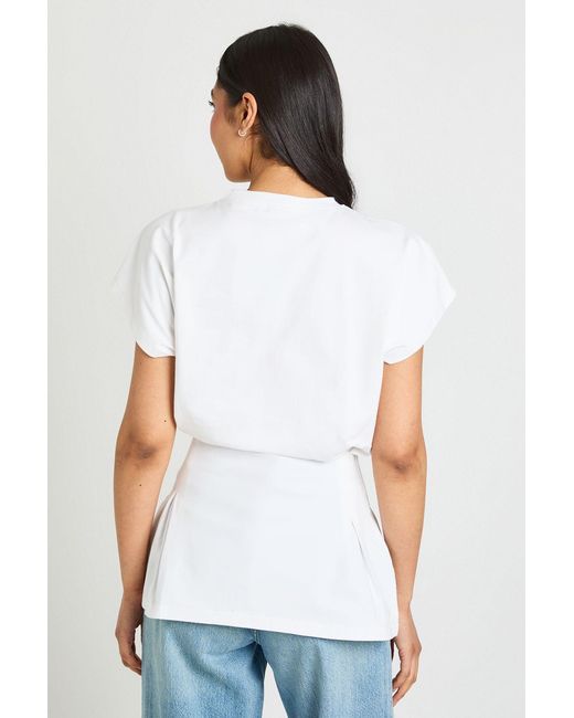 Boohoo White Tall Pleat Waist Peplum T-Shirt
