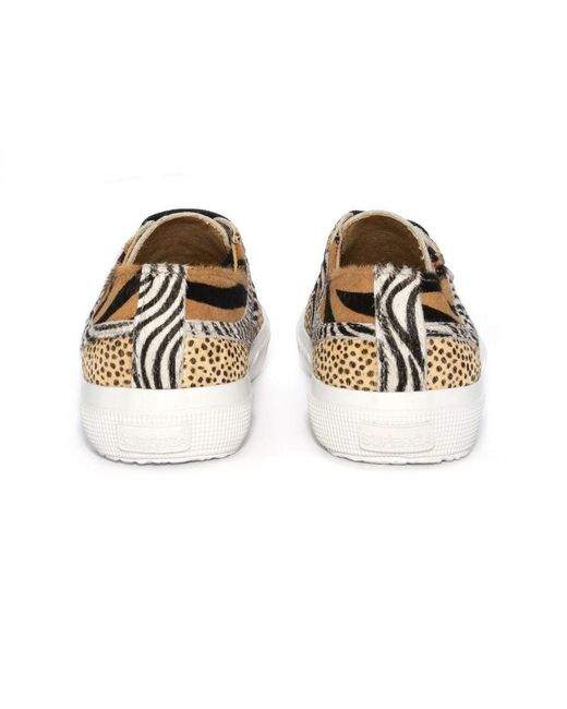 Superga Multicolor Ladies 2953 Cotu Animal Print Cowhide Leather Trainers