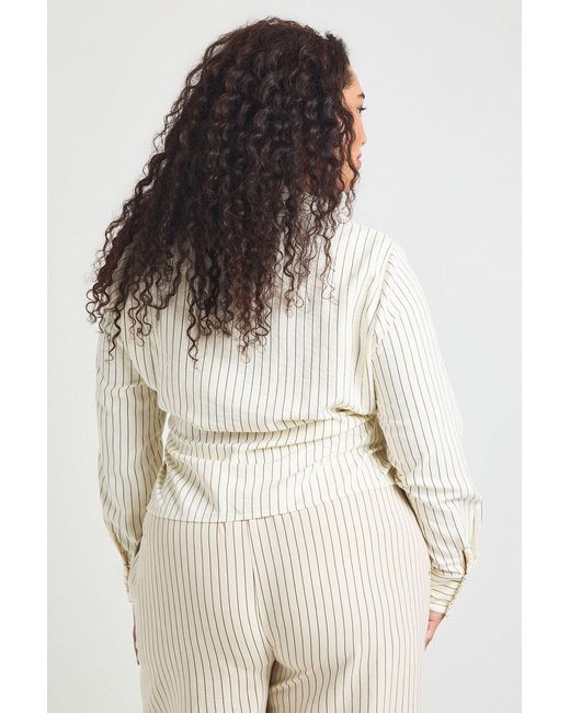 Boohoo White Plus Stripe Peach Wrap Shirt