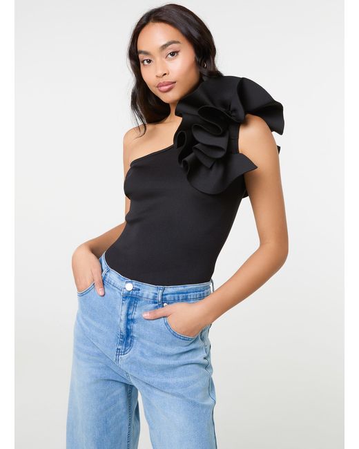 Pink Vanilla Blue One Shoulder Detail Bodysuit