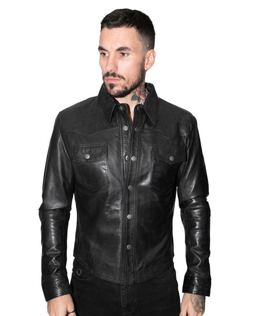 Infinity Leather Black Retro Shirt Jeans Jacket-Beijing for men