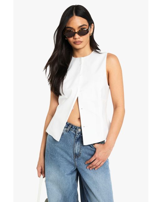 Boohoo Blue Concealed Button Tailored Waistcoat