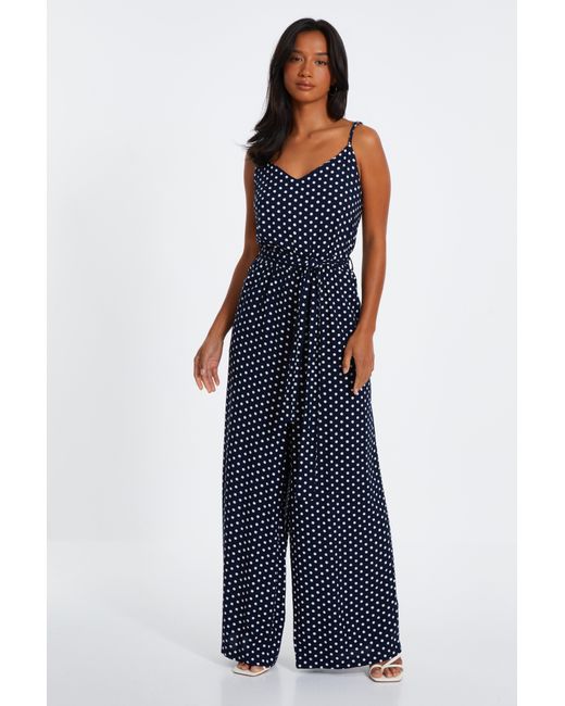 Playsuits Quiz Navy Palazzo Jumpsuit Quiz Petite Polka Dot Palazzo