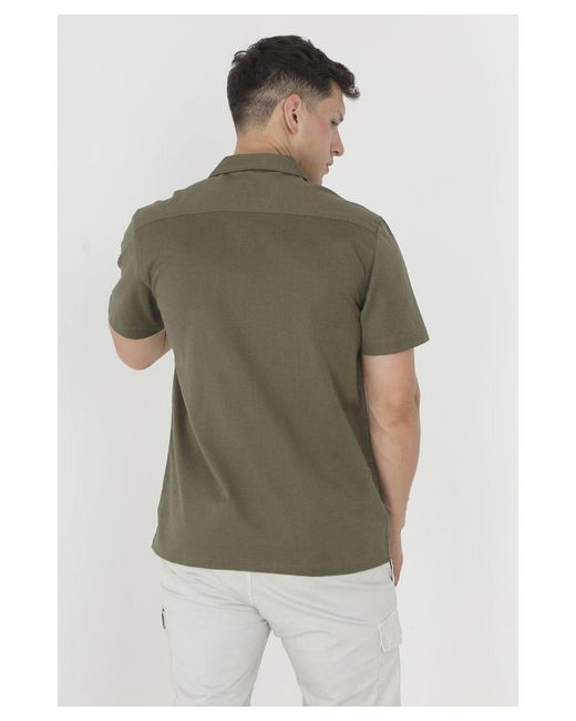 Brave Soul Green 'Mikita' Short Sleeve Shirt Cotton for men