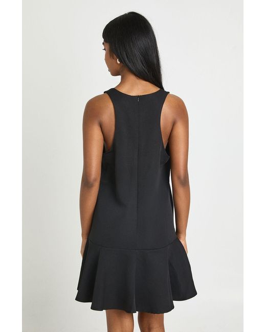 Boohoo Black Racer Back Dropped Waist Skater Dress